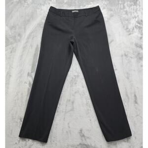 Atelier Pants Womens 12 Black High Rise Button Tab Waist Straight Leg Office